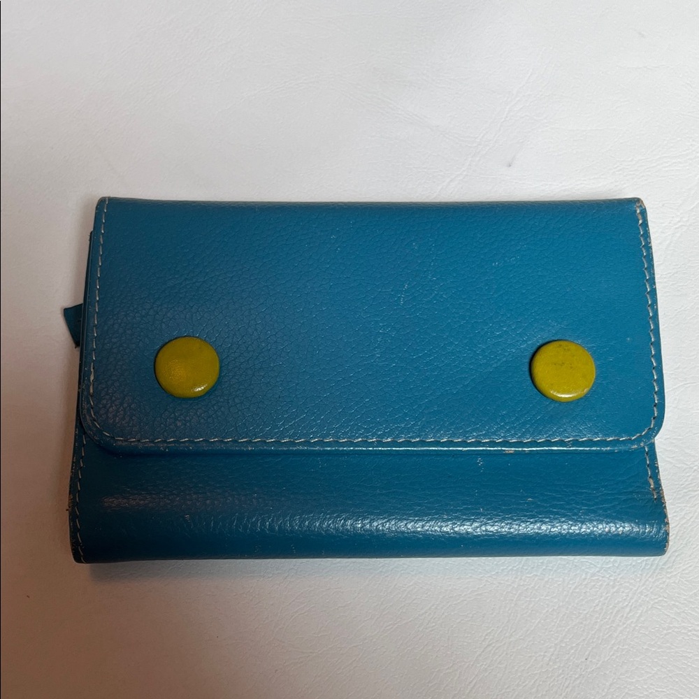 Barney’s Blue  Wallet Witt Lime Green and Cream Accents